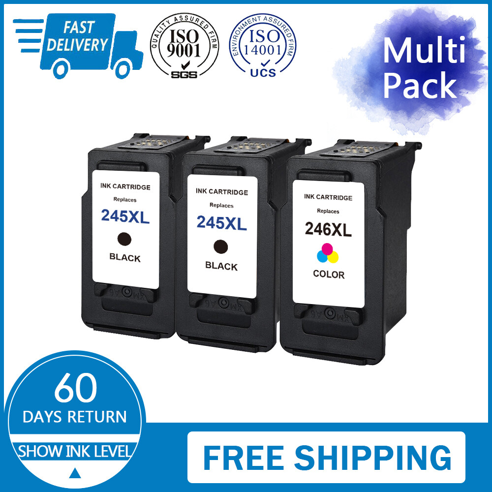 3 Pk PG-245XL Black & CL-246XL Color Ink for Canon PIXMA iP2820 MG2522 MX492 ;