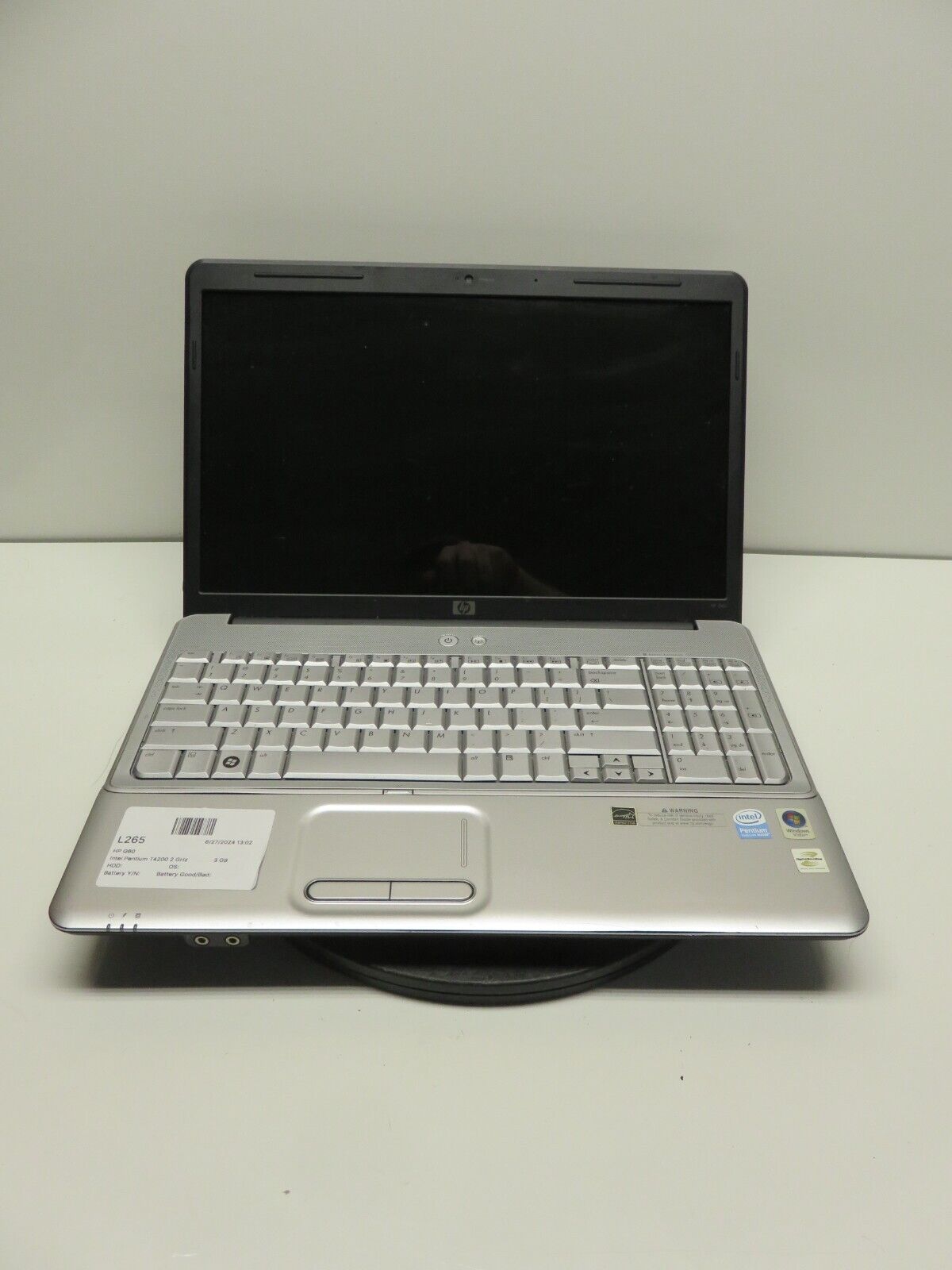 Hp G60-235DX Laptop Intel Pentium T4200 3GB Ram No HDD or Battery