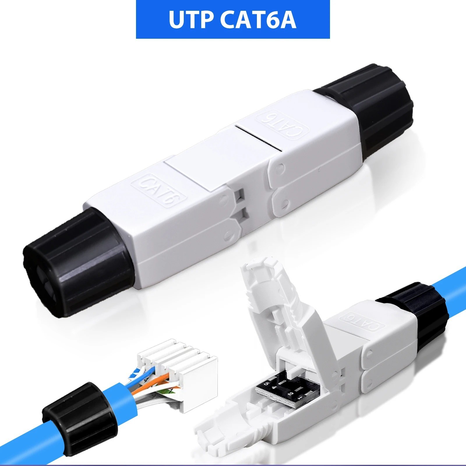ZoeRax 10PCS Tool-Free RJ45 CAT7 CAT6A Cable Extender Junction Adapter 10Gbps