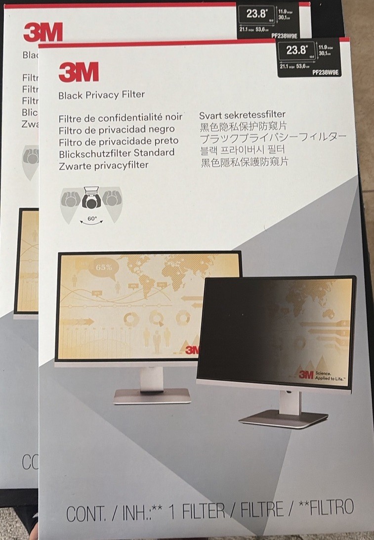 3M Black Privacy Filter for 23.8 in Monitor Screen Matte/Glossy PF238W9E