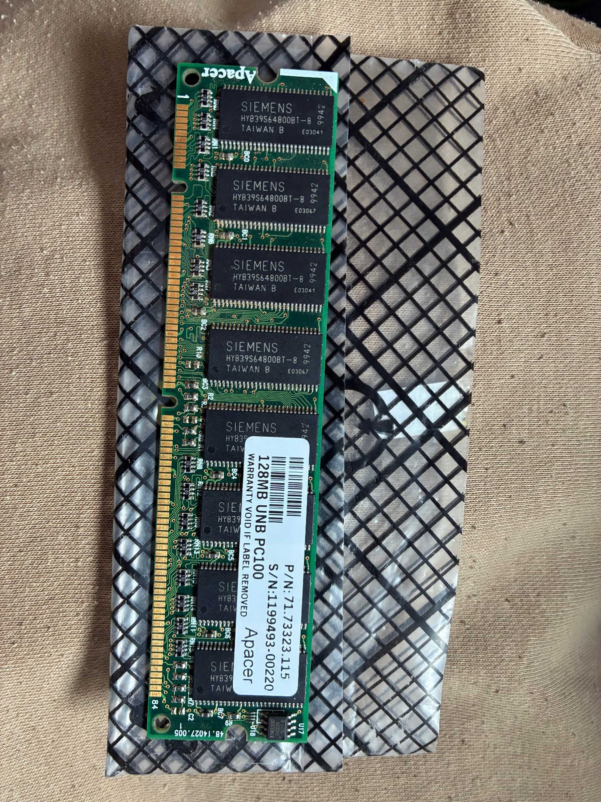 Apacer RAM Memory 128mb UNB PC100 100 MHz SDR SDRAM CL2 168-Pin DIMM