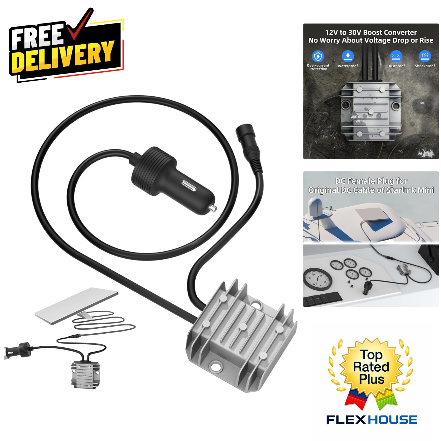 Effortless Starlink Mini Powering with 12V Adapter - Ideal for RVs and Trucks