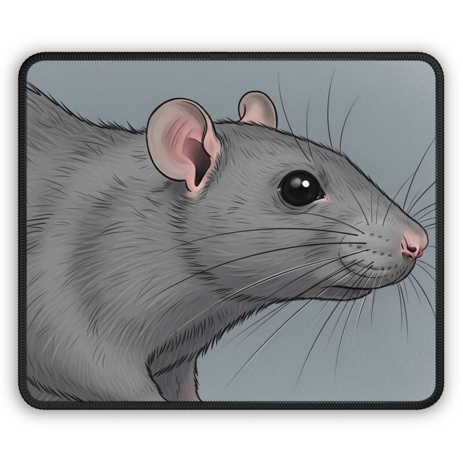 Cute Grey Rat Gaming Mouse Pad