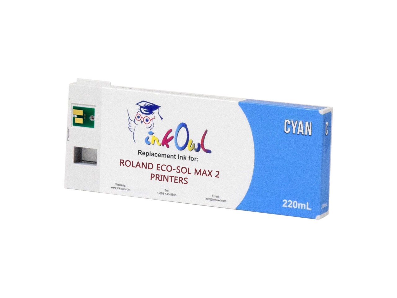 220ml InkOwl CYAN Compatible Cartridge for Roland ECO-SOL MAX 2 (ESL4-CY)