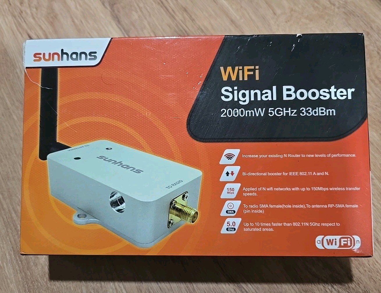 SunHans Wifi Signal Booster - 2000mW 5GHz 33dBM 