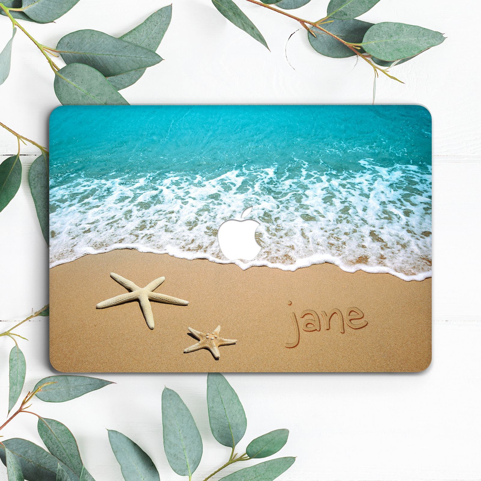 Custom Name Sand Ocean Beach Starfish Hard Case For Macbook Pro 13 15 16 Air 13