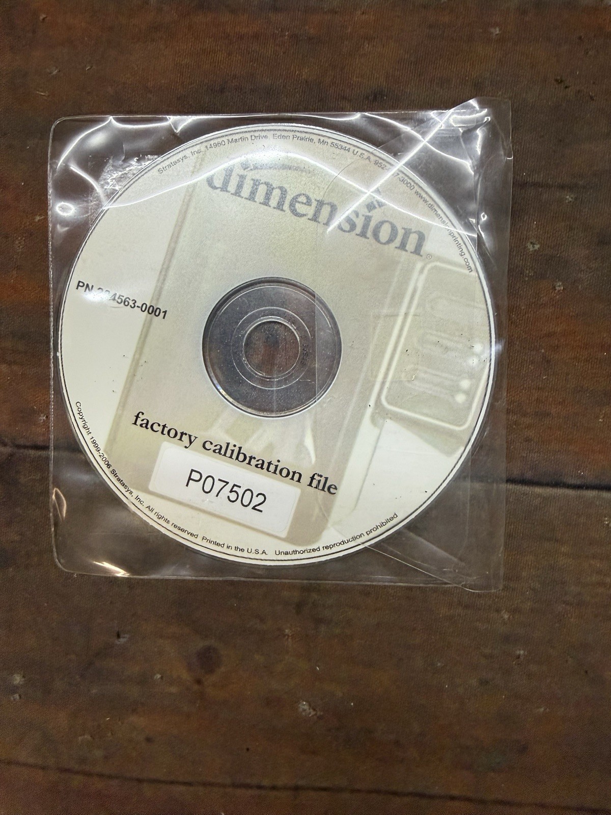 Stratasys Dimension BST 768 3D Printer Calibration CD File