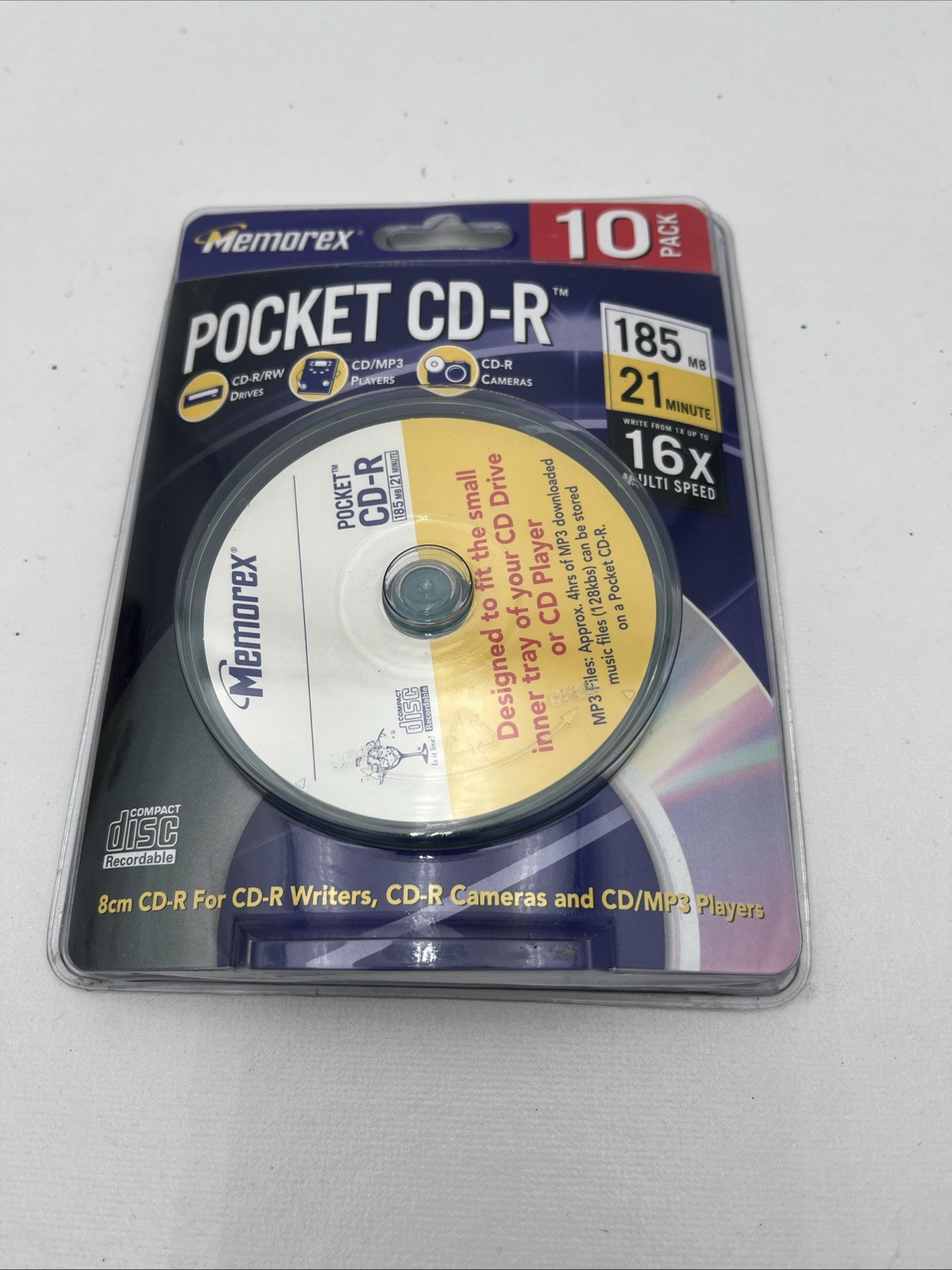 Memorex 210MB 21 Minute 3" Pocket CD-R Discs 24x Speed 10 Pack MP3 - NEW/SEALED 