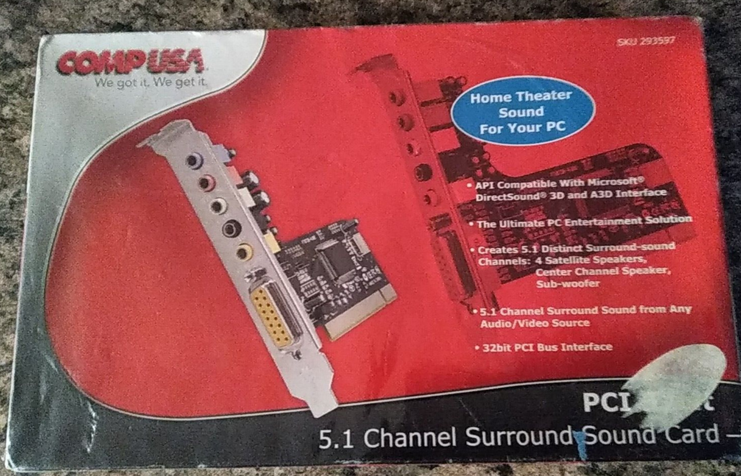 COMP USA 5.1 Channel Surround PCI 32 bit 3D Sound Card NEW & SEALED NOS