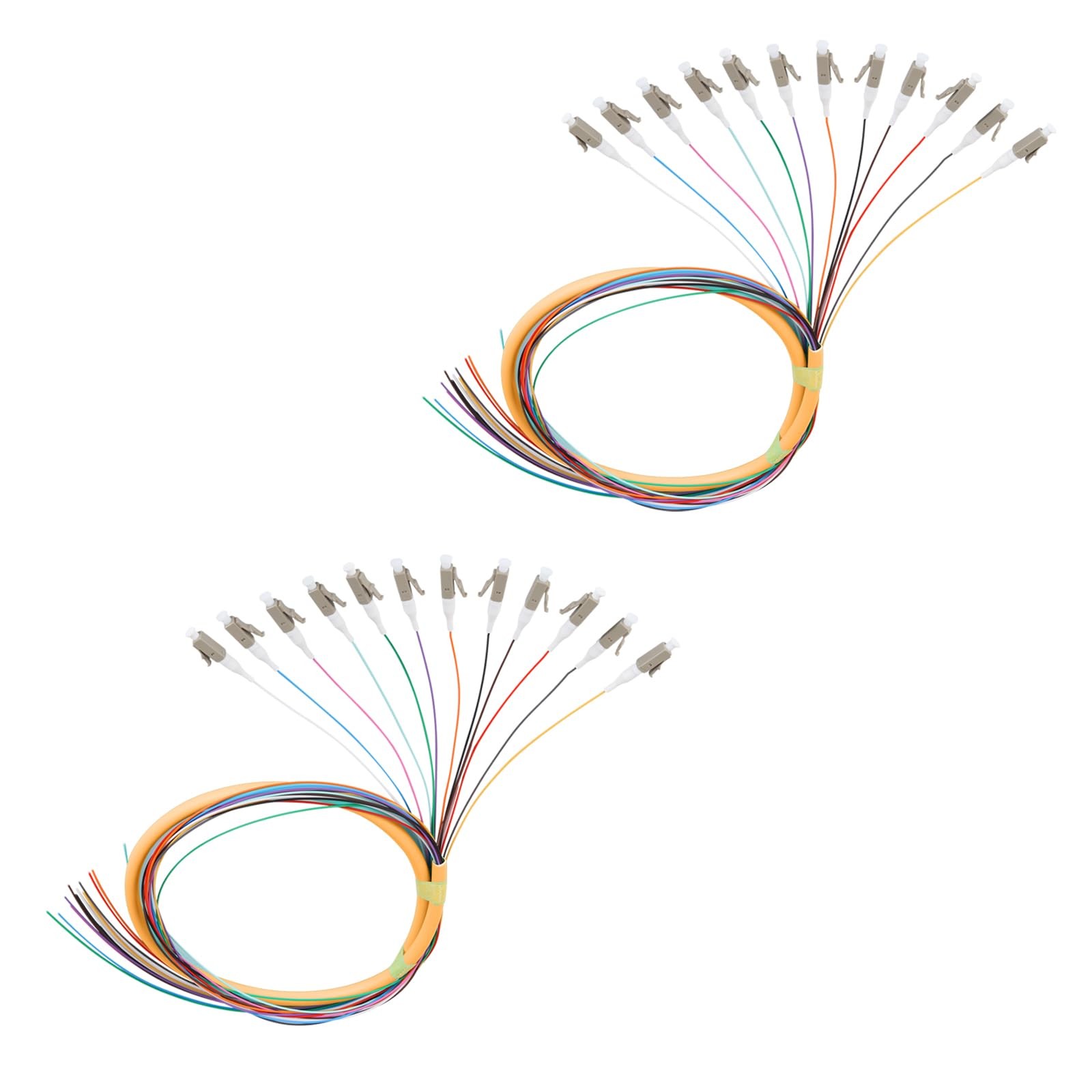 2 PCS 12Strand LC OM1 Multimode Pigtail 1.2m Fiber Optic Cable Networking