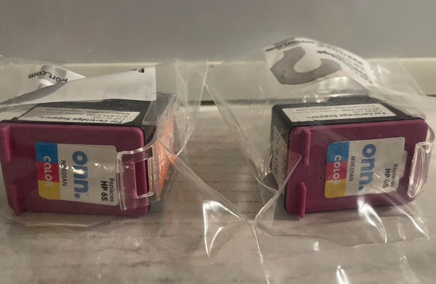 Lot Of 2 Onn. Ink Cartridge Replacement 65XL Tri-Color Compatible With HP Sealed