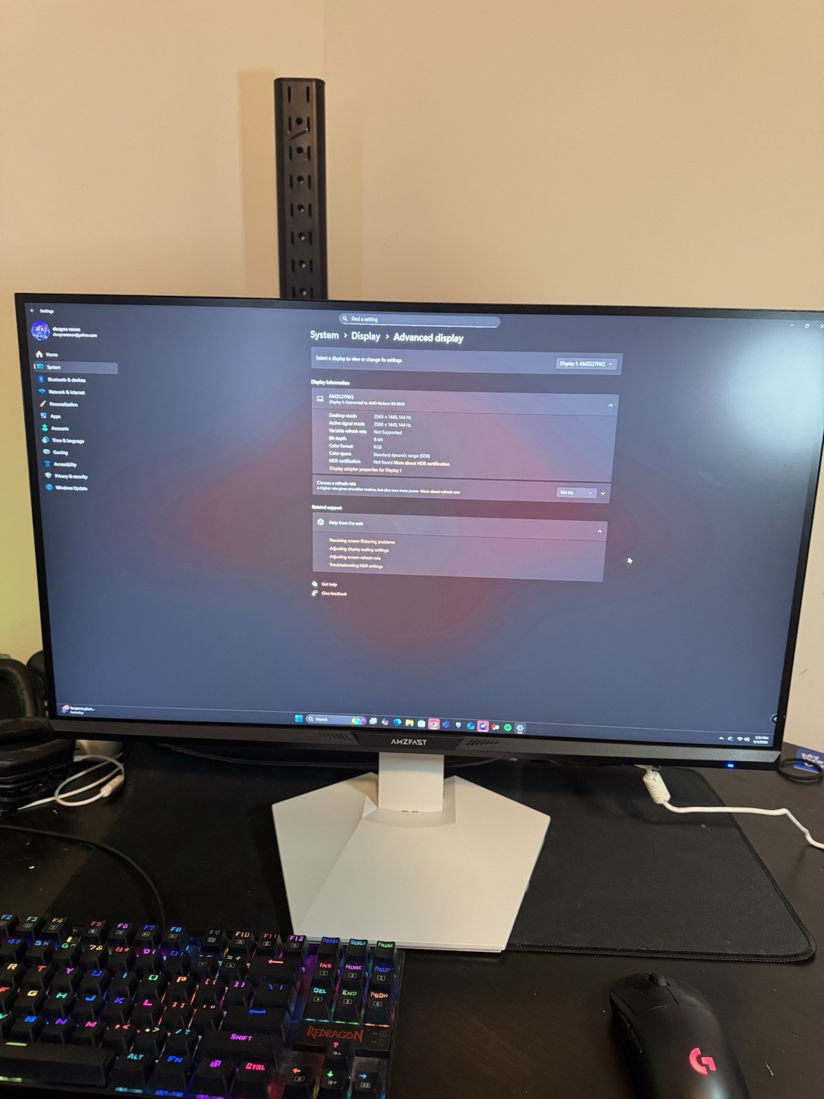 Amzfast 27 Inch Gaming Monitor 200Hz 2560 x 1440p