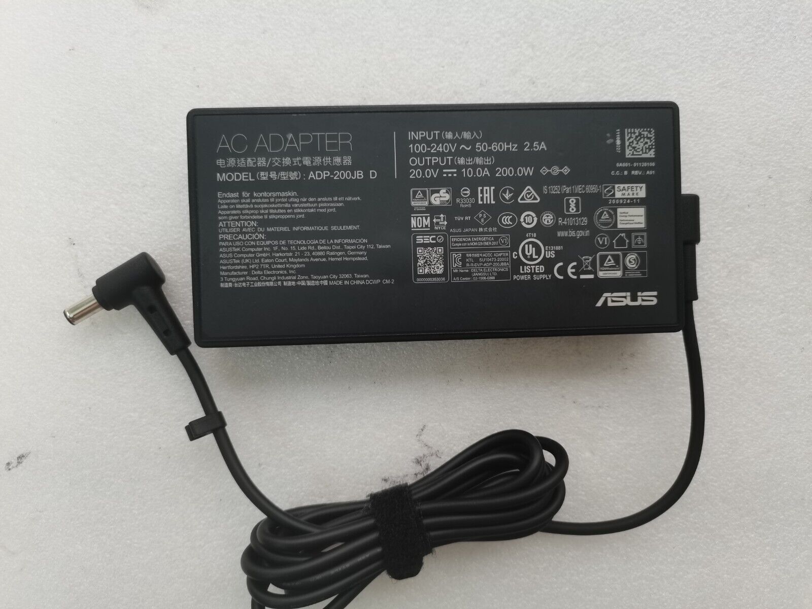 20V10A 200W ADP-200JB D For ASUS TUF Dash F15 FX517ZR-F15.I73070 Genuine Charger