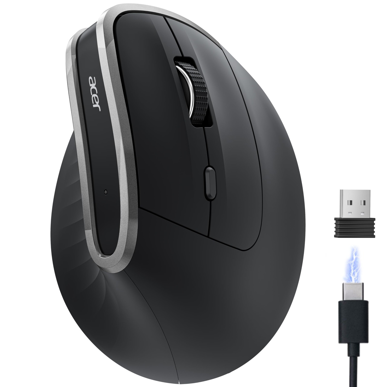 Acer Ergonomic Vertical Wireless Mouse Large 58 Degree 2.4G USB A 1600 DPI