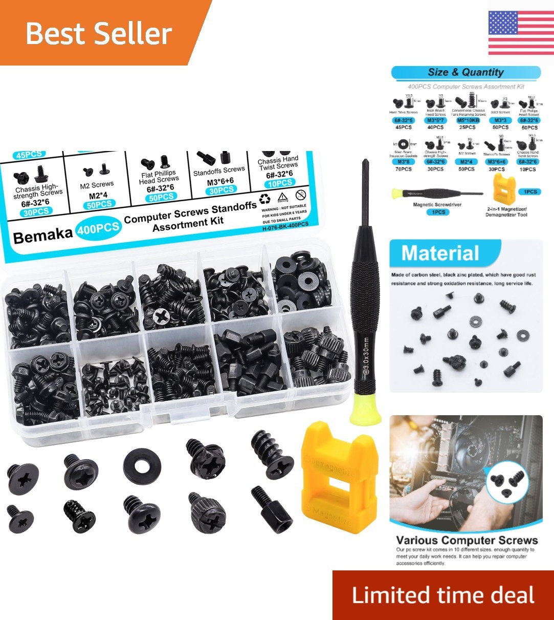Durable 400-Piece PC Screw Set - Rust-Resistant, Easy Organizing Box Included
