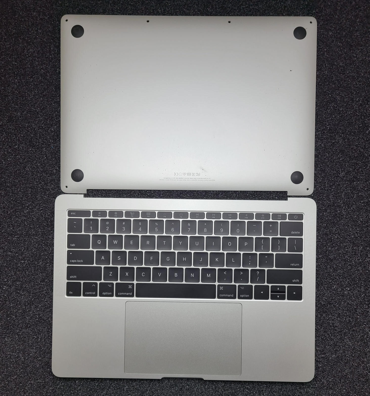 Grd B+ MacBook Pro 13" A1708 Top Case Silver Keyboard Battery 85% TrackPad Cover