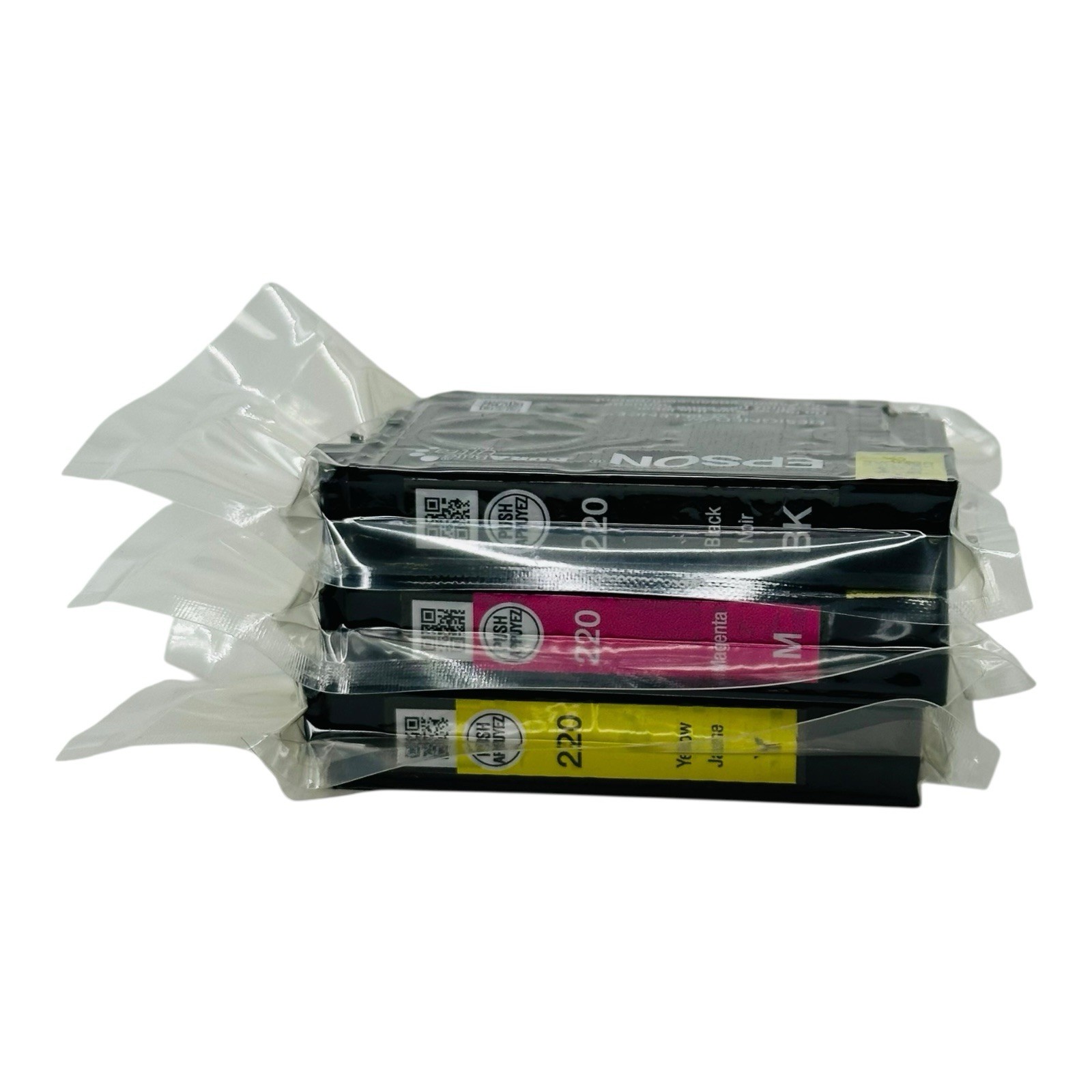 Genuine Epson 220 Black Magenta Yellow Ink Cartridges Exp 07/2027- No Box