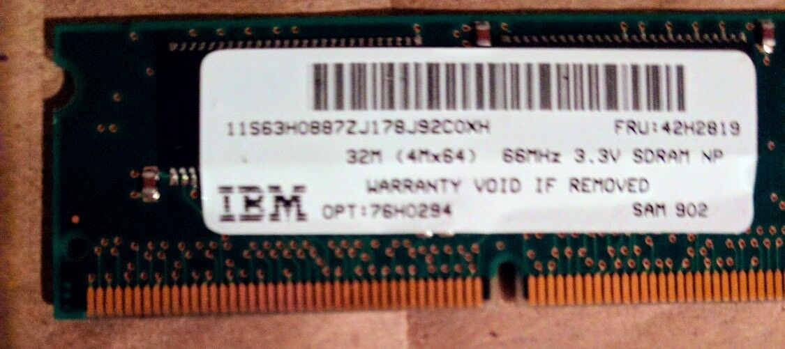 Actual IBM 76H0294  32 MB 66 MHZ 4M X 64 3.3 V MEMORY RAM