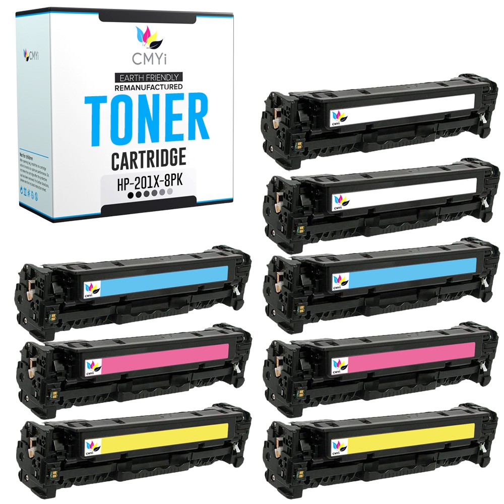 8-Pack CMYi Replacement 201X Printer Cartridges for HP Color LaserJet Pro M252n