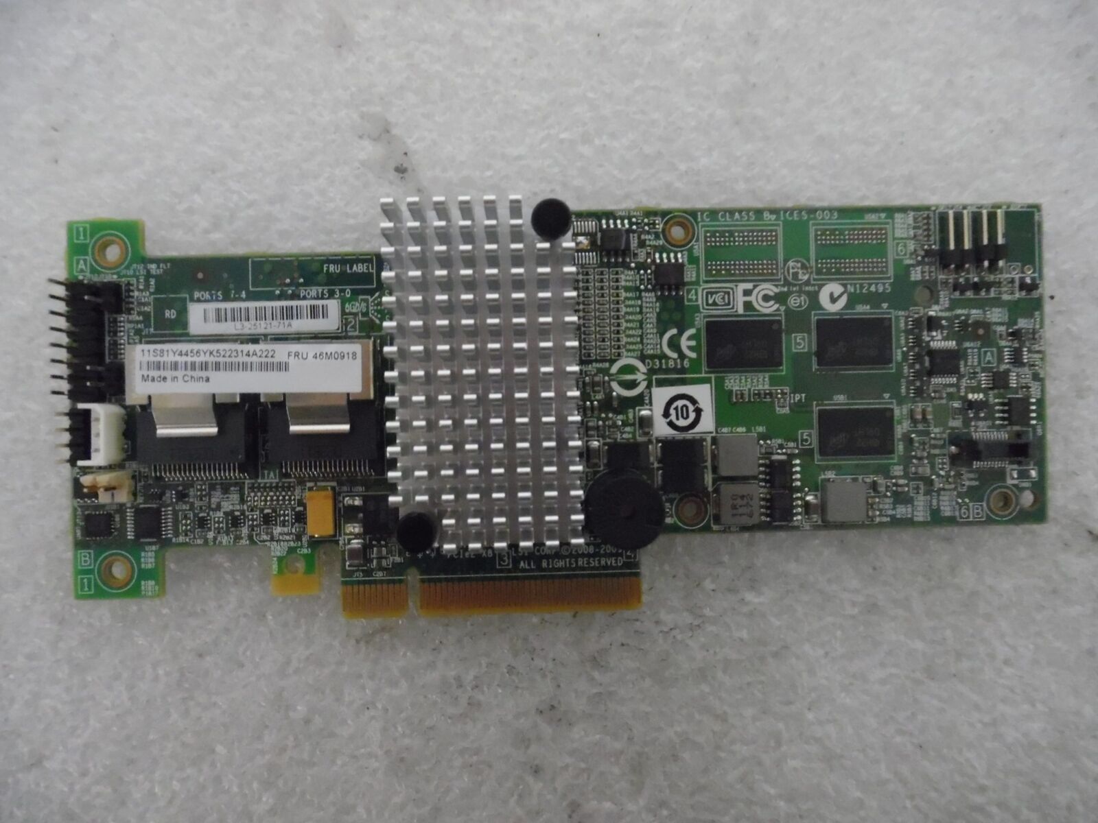 LSI IBM 46M0918 SAS PCIe x8 RAID Controller Card No Bracket