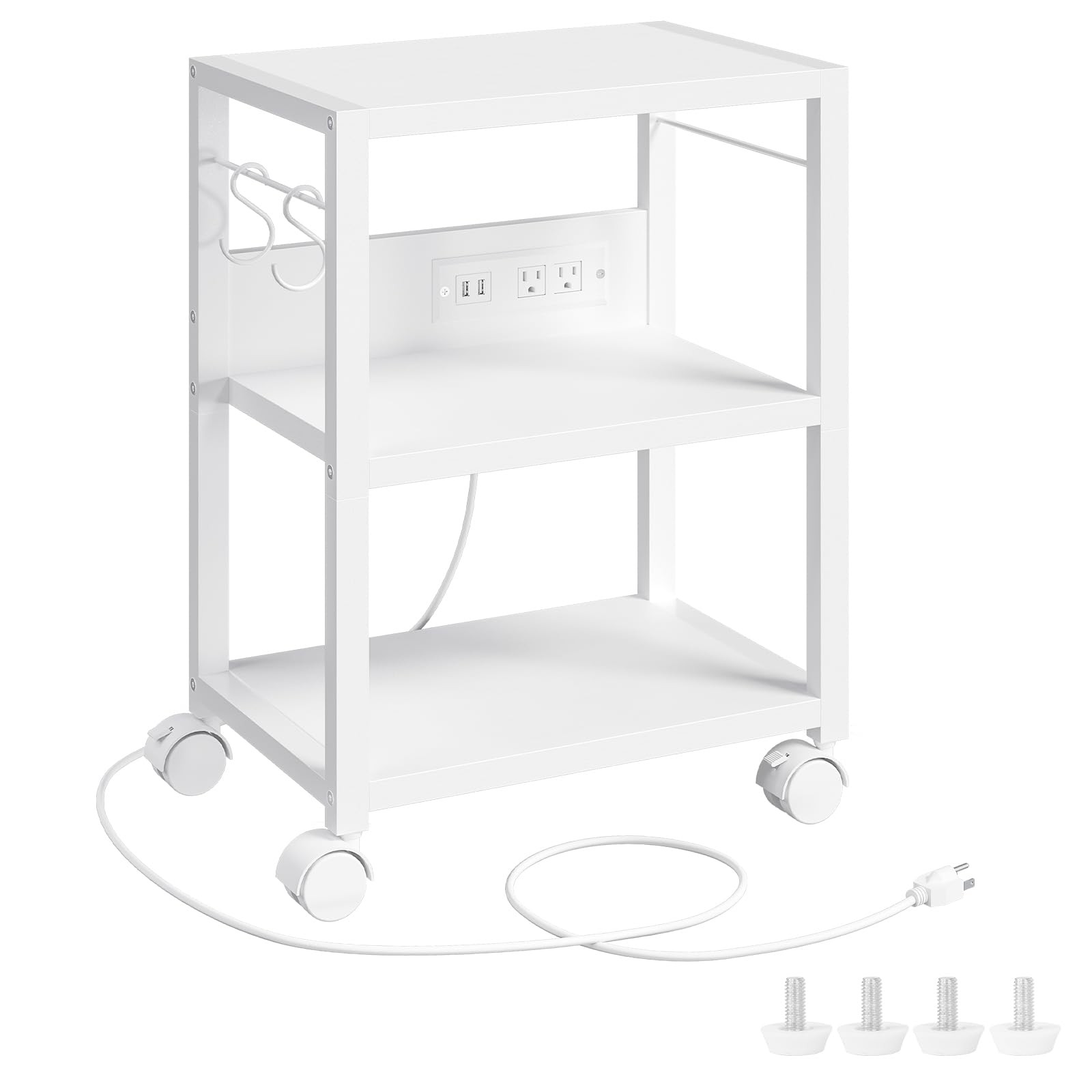 Industrial Printer Cart, 3-Tier Mobile Printer Stand, Rolling Cart with 2 AC ...