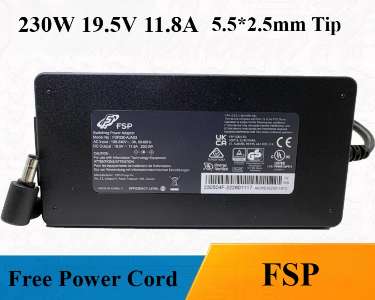 Genuine FSP230-AJAS3 FSP 230W 19.5V 11.8A Laptop Charger 5.5*2.5mm Power Adapter