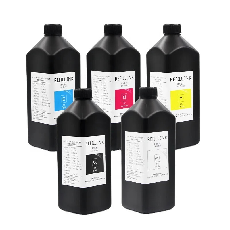 5*1000ml Flatbed A3 2022 UV Printer Ink for Printing on PVC Card Ceramic