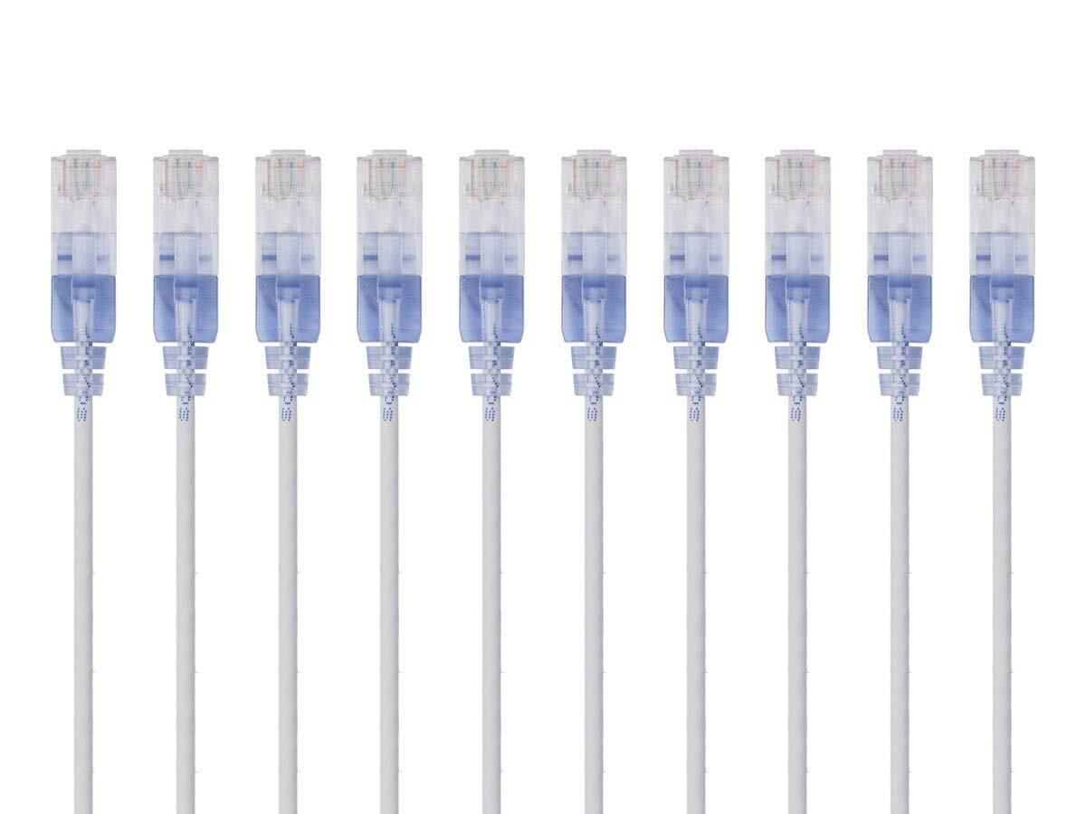 SlimRun Cat6A 30AWG 1ft Ethernet Patch Cable 10 Pack Snagless Design
