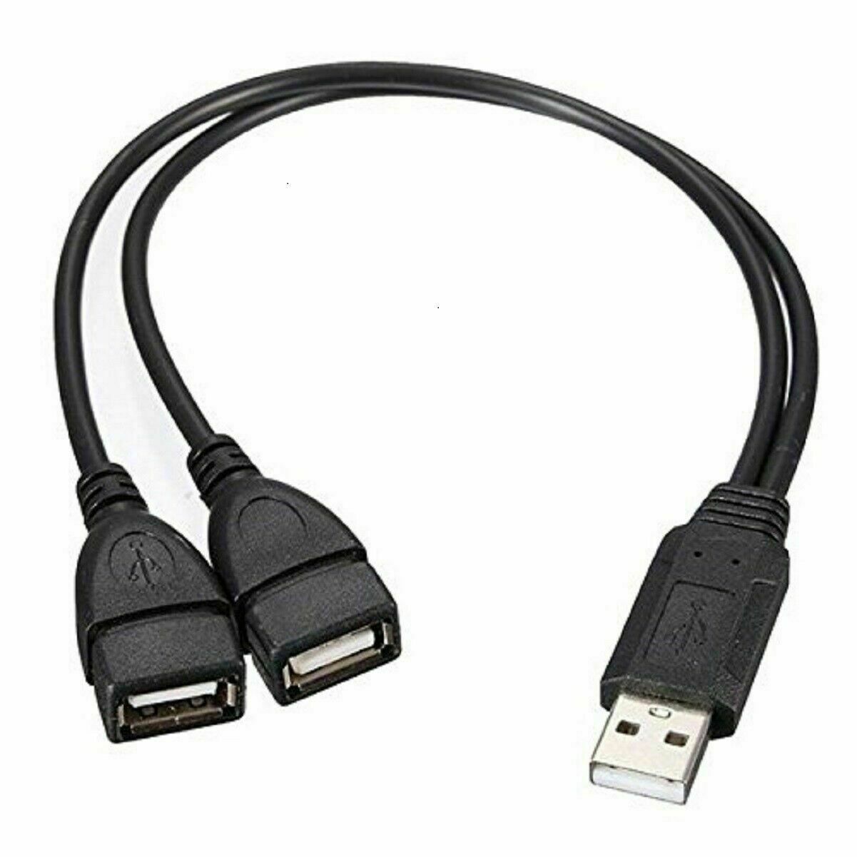 USB 2.0 A Male To 2 Dual USB Female Jack Y Splitter Hub Power Cord Adapter Cable