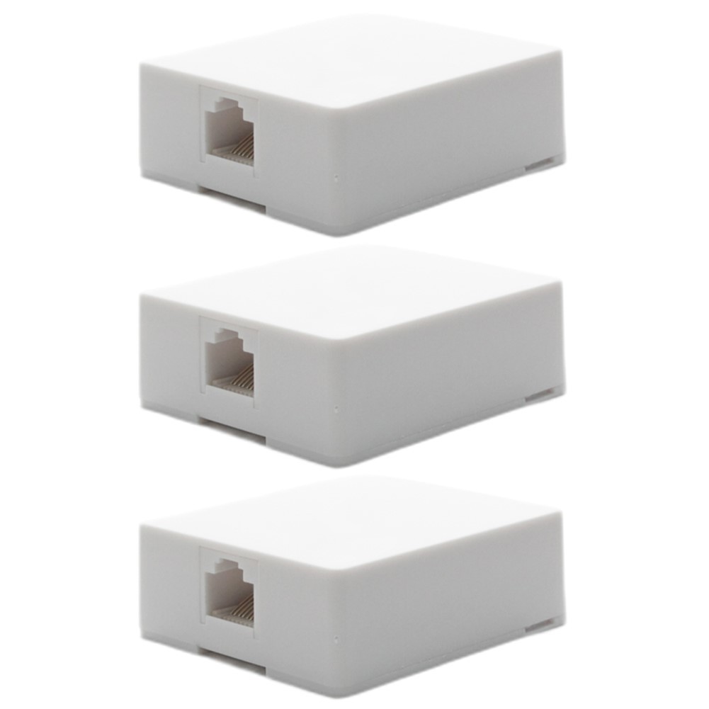 3x 1-Port RJ45 8P8C Network Ethernet Keystone Jack Wall Surface Mount Box White