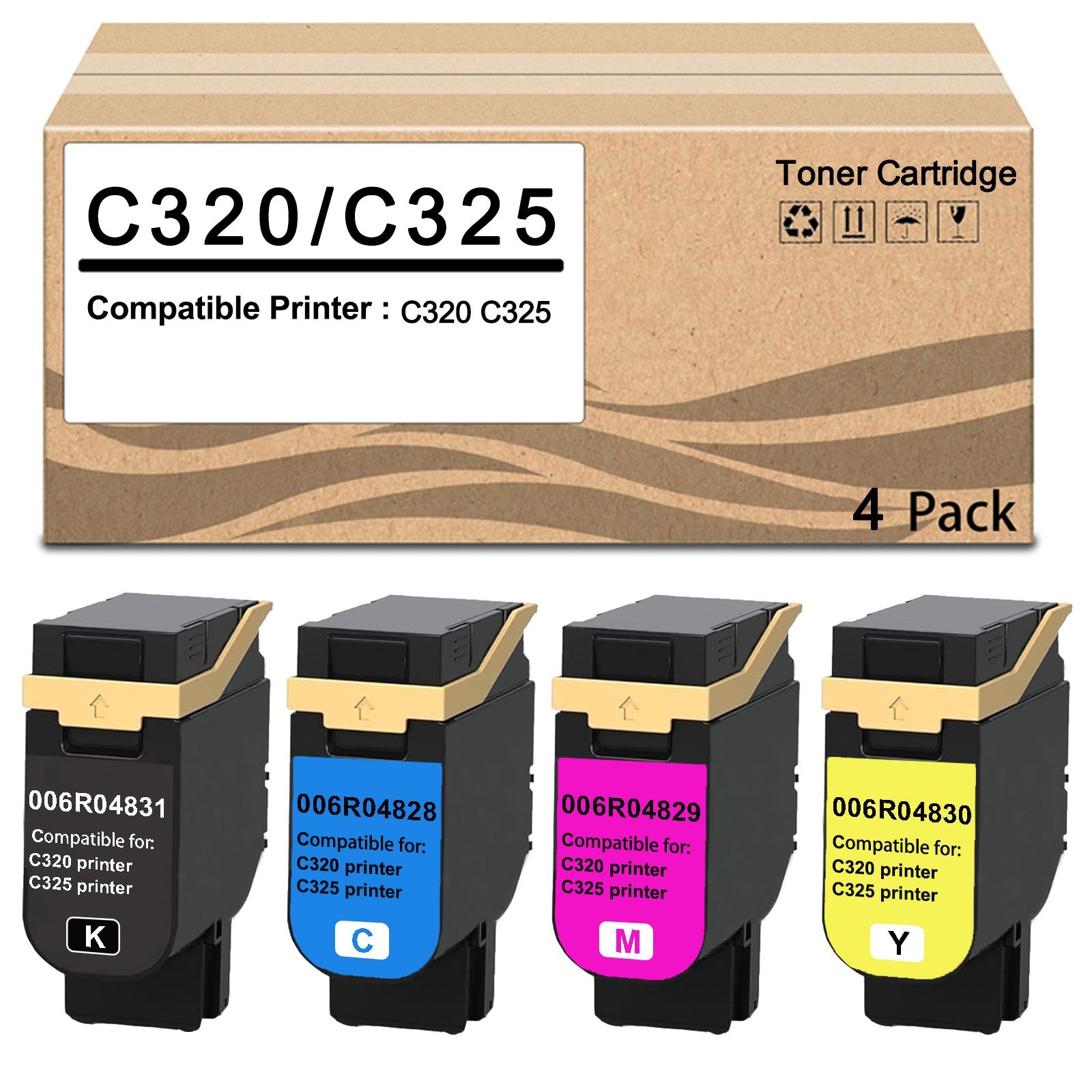 4 Pack C320 C325 Toner Cartridge Compatible for C320 C325 Printer