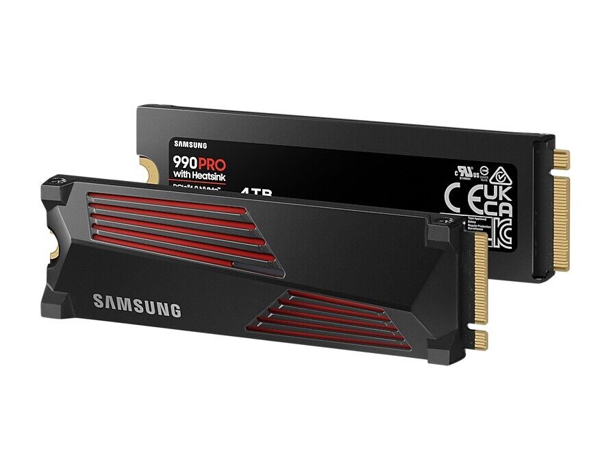 Genuine Samsung 990 PRO w/ Heatsink PCIe 4.0 NVMe SSD 4TB 7450MB/s MZ-V9P4T0CW