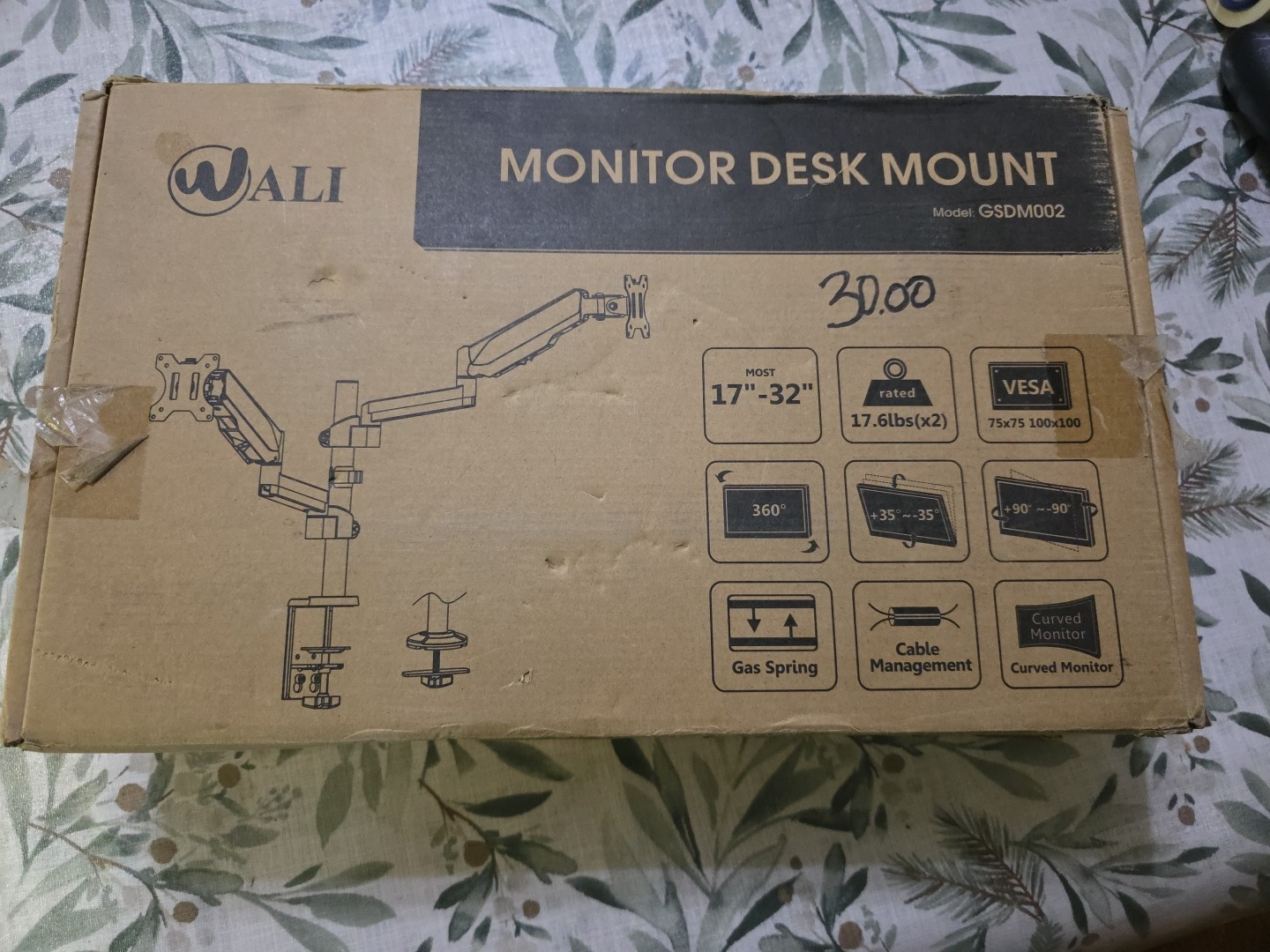 WALI GSDM002 Dual LCD Monitor Desk Mount - Black