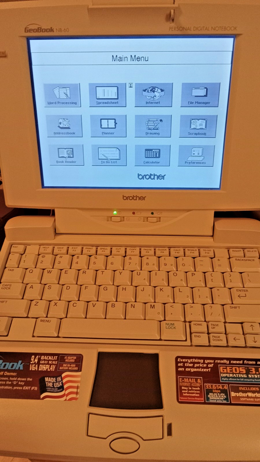 Brother GeoBook NB-60 Personal Digital Notebook laptop PC Card flash and manuals