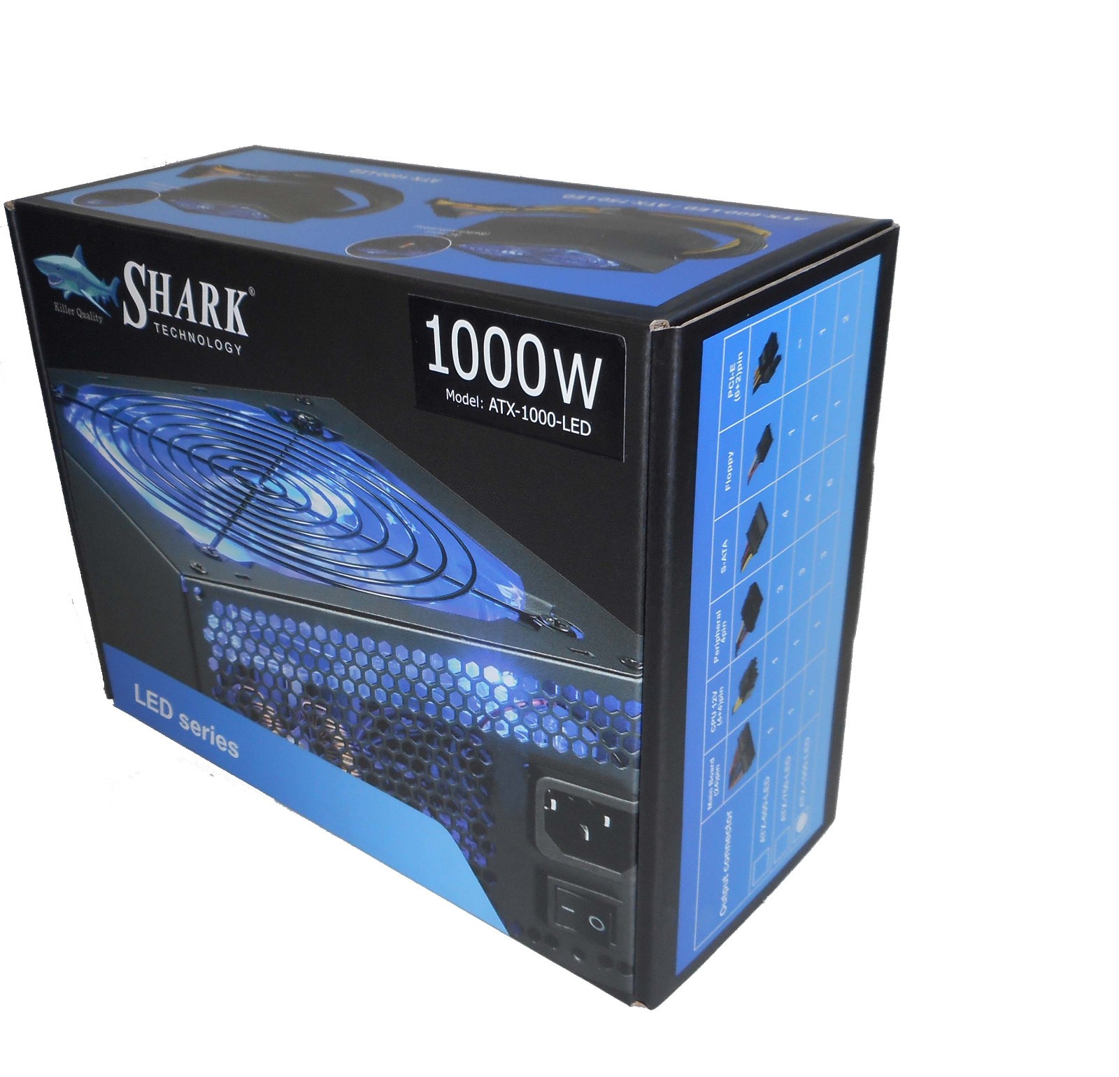 SHARK 1000W LED Fan AMD Ryzen Gaming PC, GeForce RTX GTX GT Graphic Power Supply