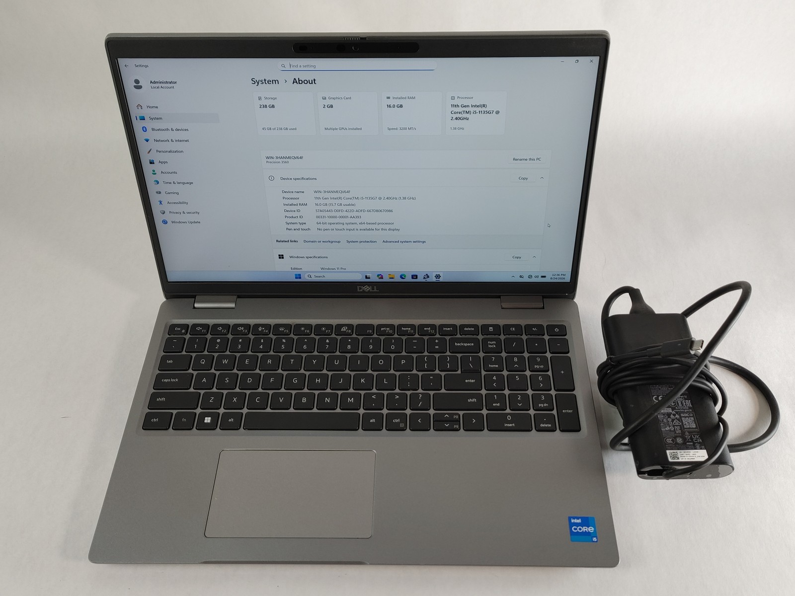 Dell Precision 3650 Core i5-1135G7 2.40 GHz 16 GB DDR4 256 GB NVMe Windows 11