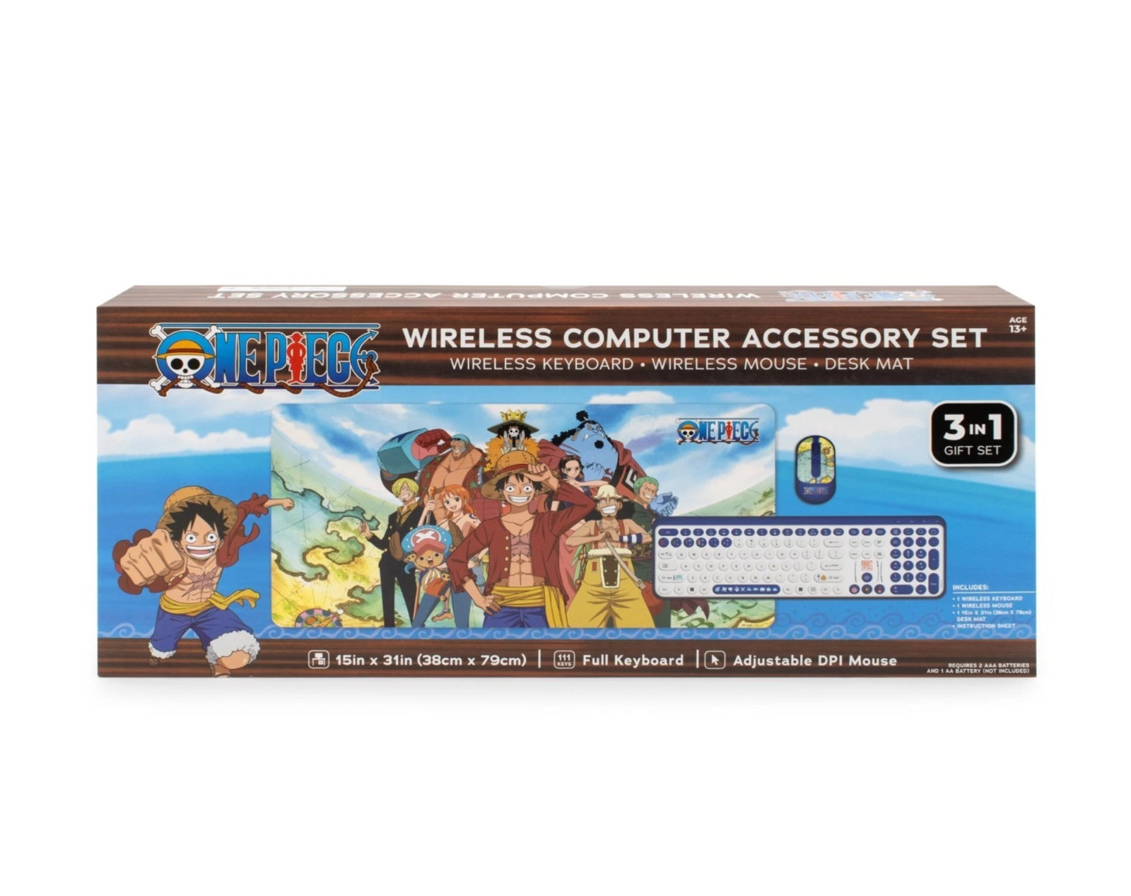 One Piece Wireless Computer Accessory Set Keyboard Mouse Desk Mat New