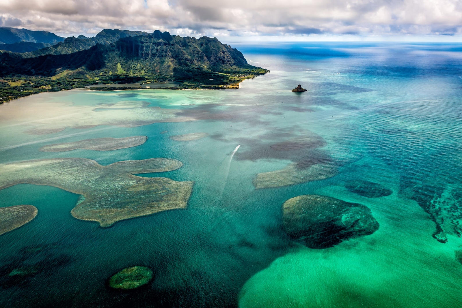 Landscape nature hawaii mountains clouds water aerial Custom Gaming Mat Desk