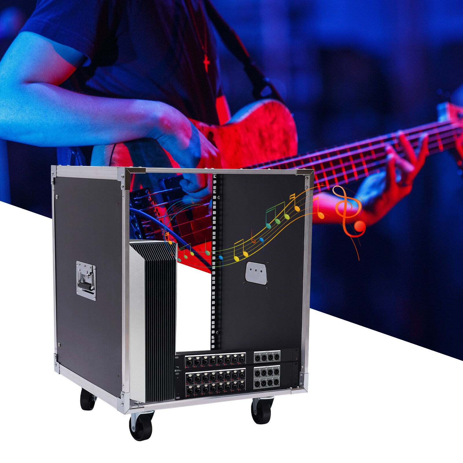12U Portable Rolling Network Rack Swivel Caster Wheels Audio Equipment Rack NEW