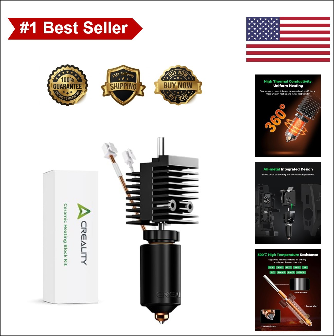 Ceramic Hotend Kit K2 70W Heater 300C High Speed 600mm/s All-Metal Integrated