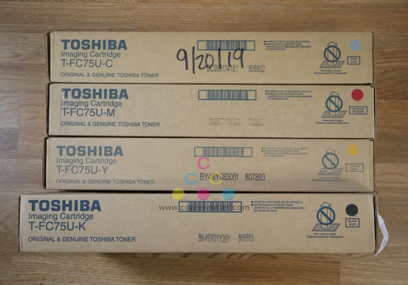 Genuine Toshiba T-FC75U CMYK Cartridge Set e-STUDIO 5560C/ 6560C Same Day Ship
