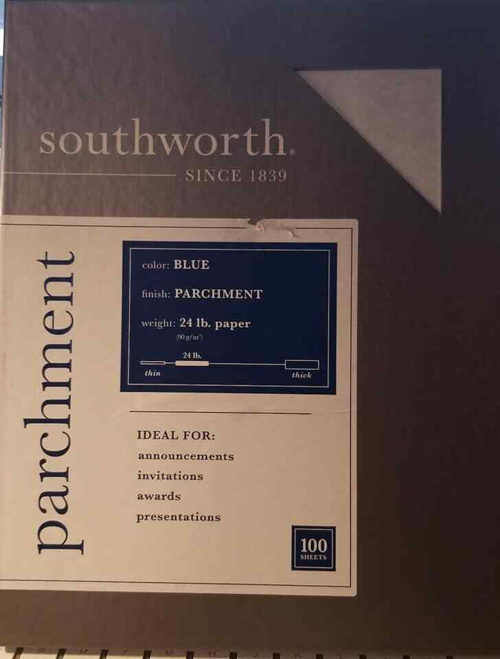 Southworth  Textures Parchment Paper  8.5 x 11" Blue 100 Sheets P964CK (LOC S13)