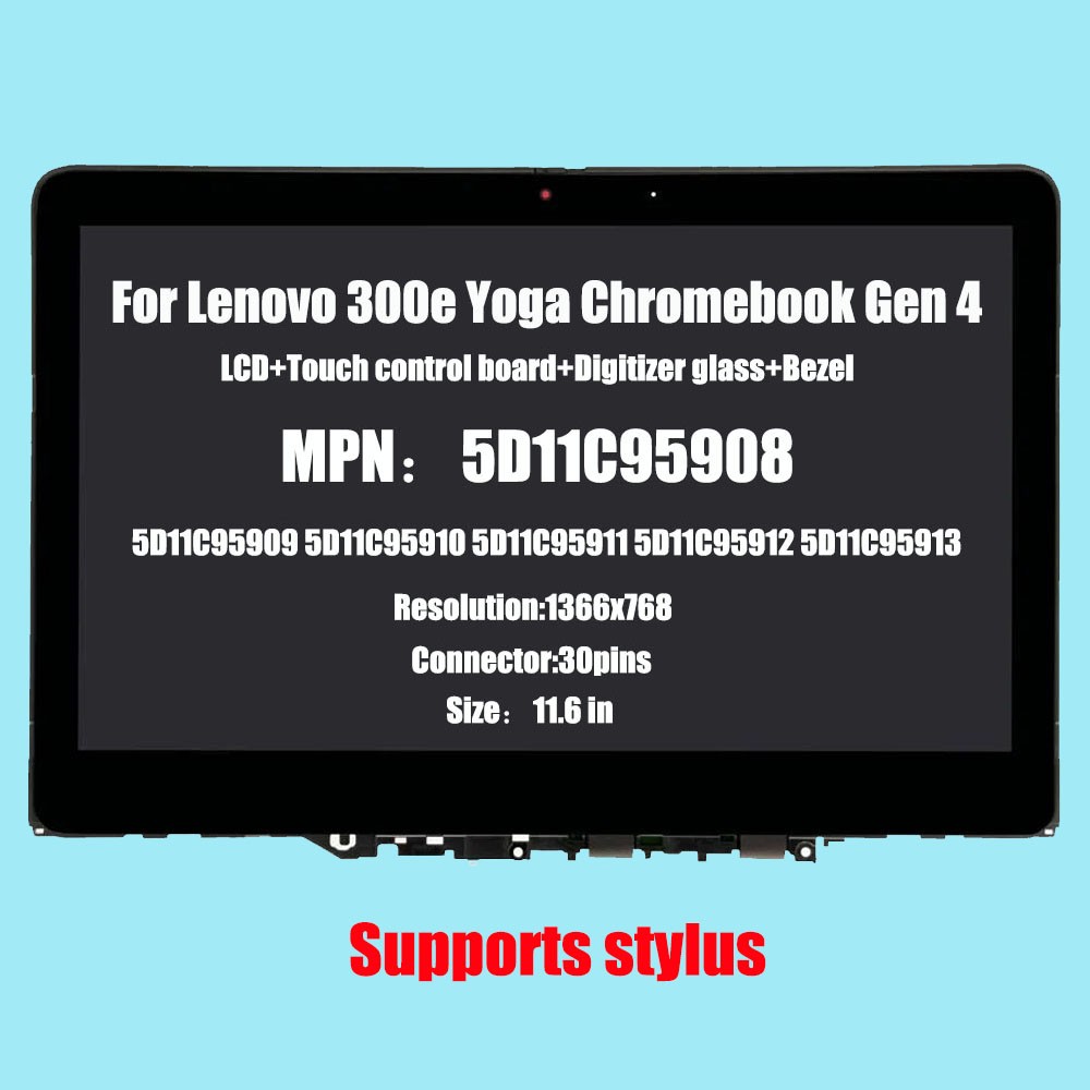 5D11C95908 Lcd Touch Screen w/ Bezel For Lenovo 300E Yoga Chromebook Gen 4 New