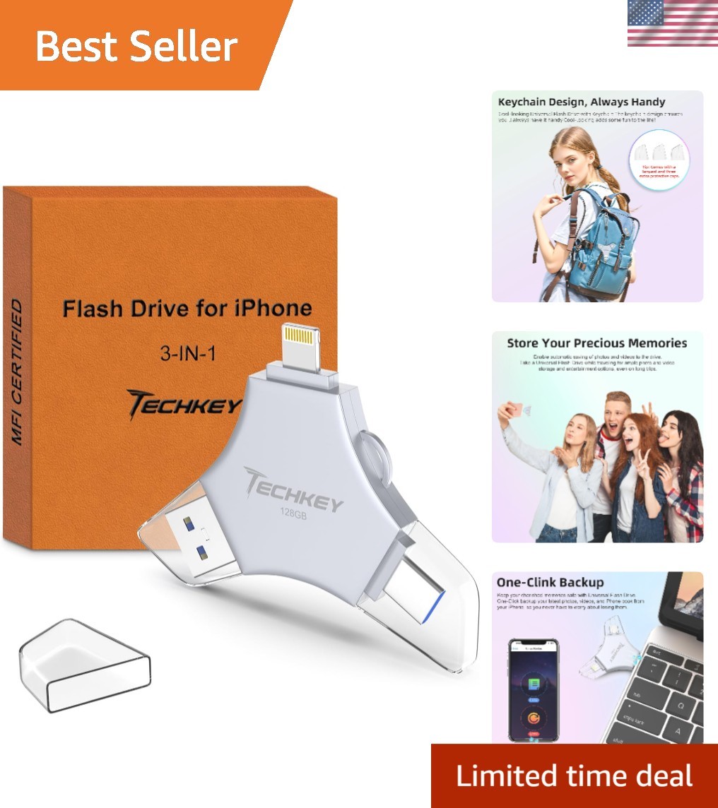 Compact 128GB MFi USB 3.0 Flash Drive - Effortless Data Transfer & Encryption