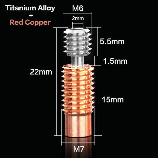 V6 Titanium Alloy Bi-Metal Heat Break Throat E3D Thread Heatbreak Heater Block