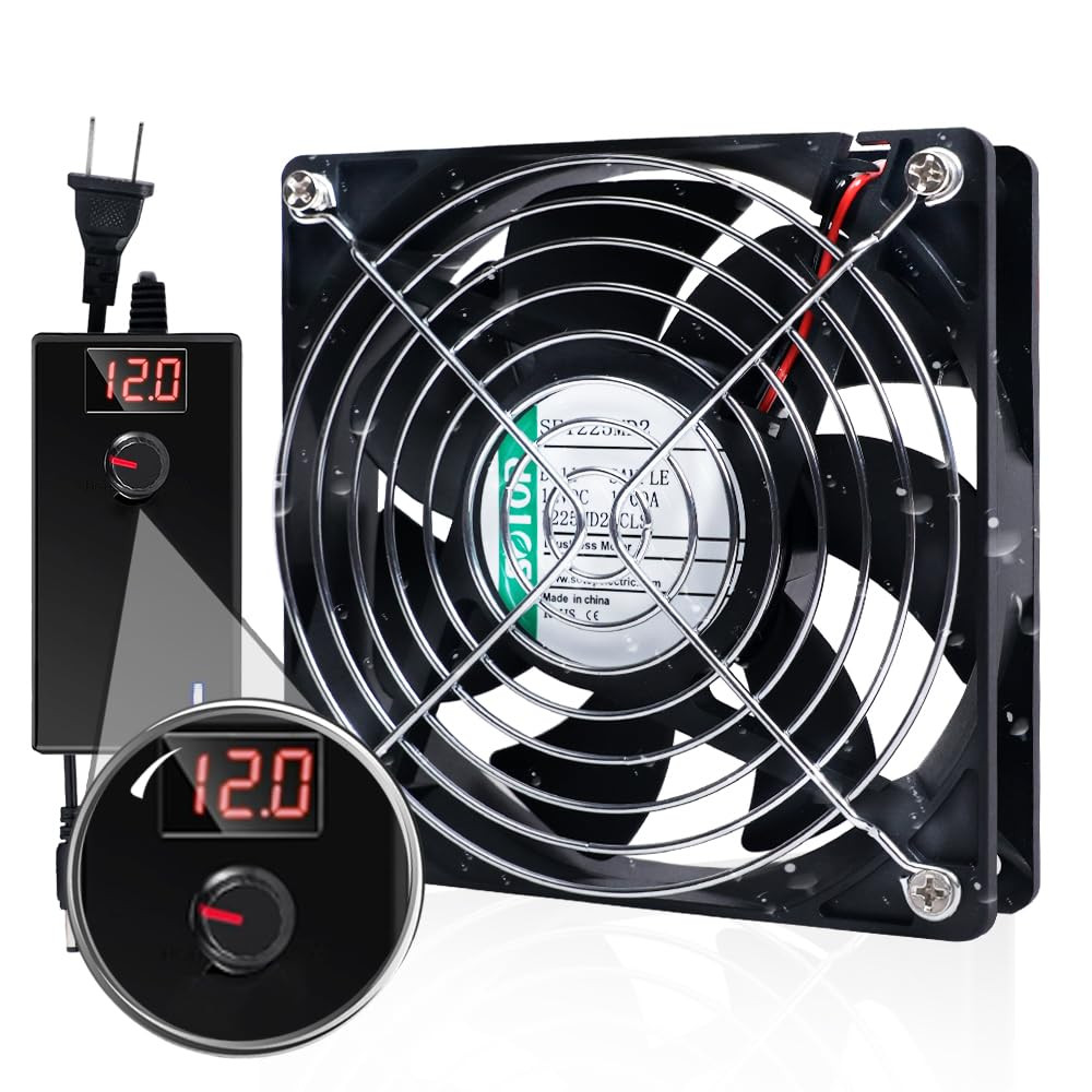 IP68 120Mm Waterproof Fan with LED Voltage Display Speed Controller, 110V AC