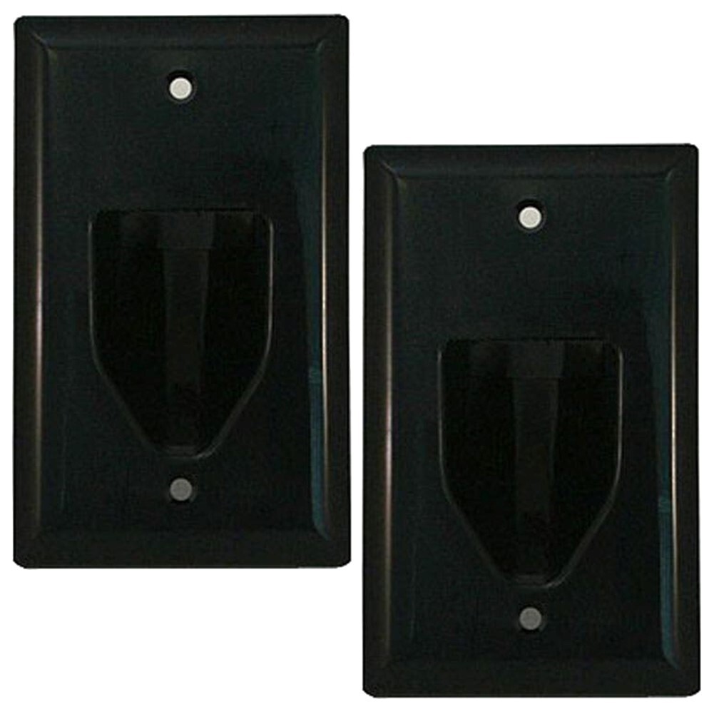 2 Pcs Recessed Wall Plate HDMI Audio Video Low Voltage Cable Pass 1 Gang Black
