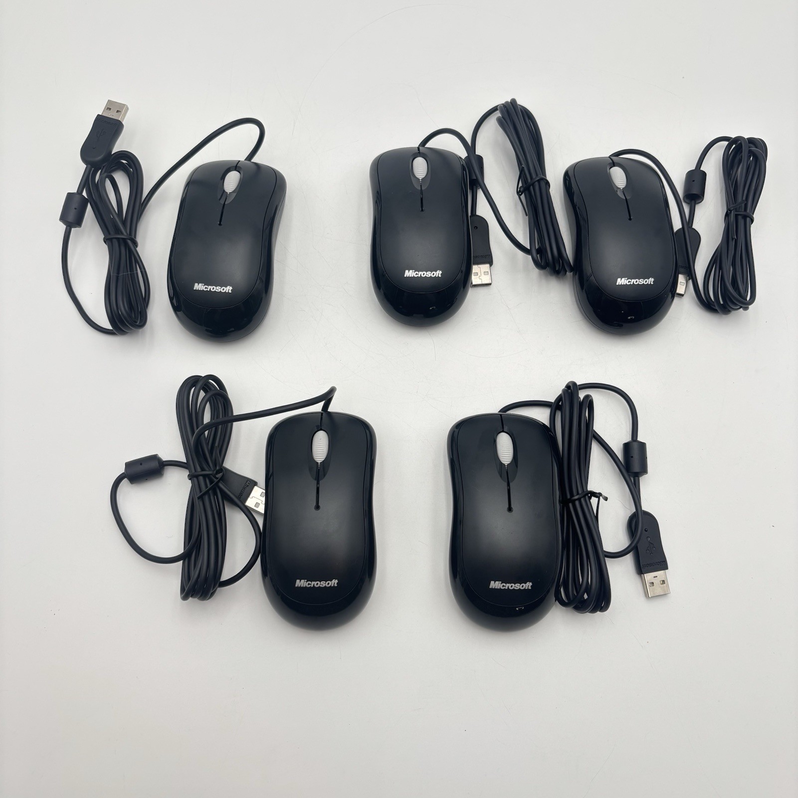 Microsoft Basic Optical Mouse v2.0 Model 1113 Wired USB Black Lot of 5 New