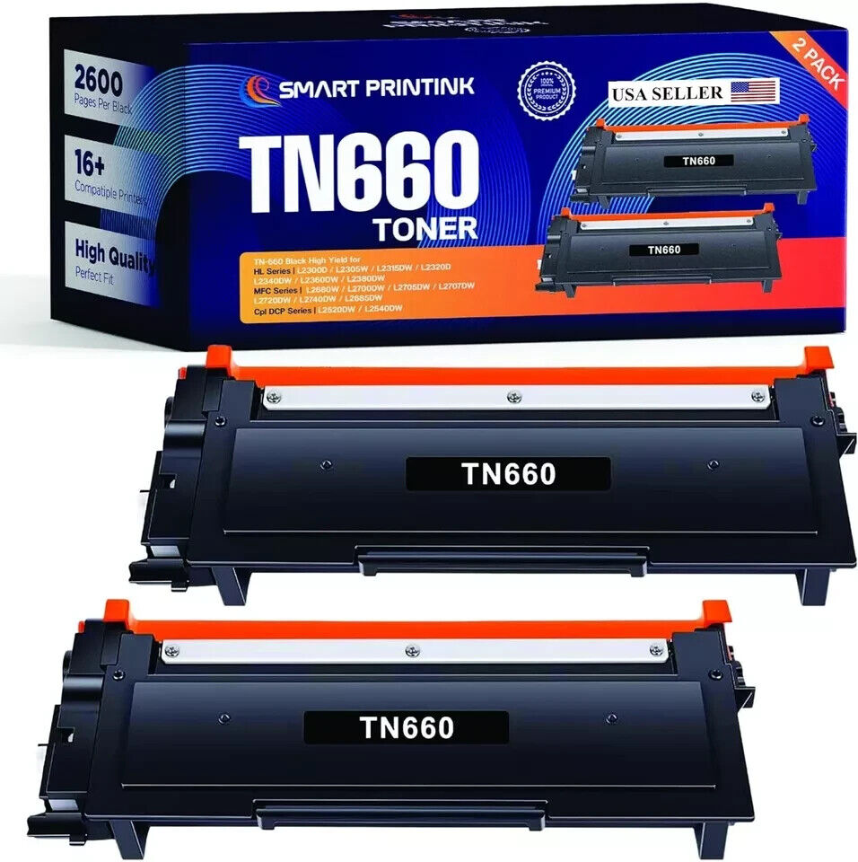 TN660 - 2 pack - Smart Printink Toner Cartridge Replacement for Brother