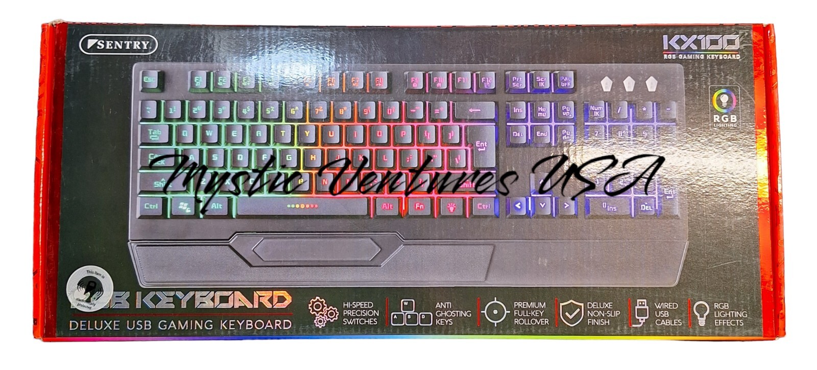 Sentry Pro Gaming RGB Light-up Keyboard HI-SPEED Wired USB Multi Color LEDS